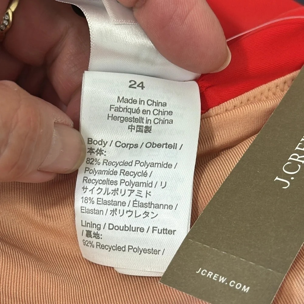 J. Crew Ruched Sweetheart One Piece Swimsuit Women's‎ Plus 24 Red New BF176